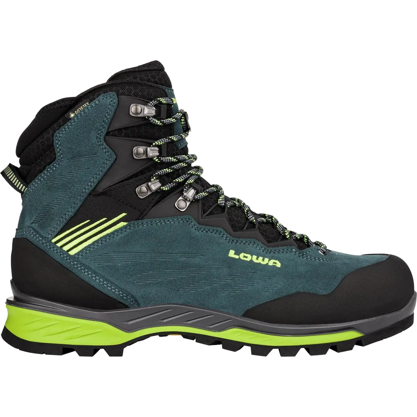 LOWA Cadin II GTX Mid Men's Mountaineering Shoes - Steel Blue/lime 1 LOWA Cadin II GTX Mid Men's Mountaineering Shoes - Steel Blue/lime