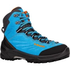 LOWA Cadin GTX Mid Junior Kids Shoes - Turquoise/flame (Size 30-35) -Lowa Trail Sales Store 640060 6954 cadin gtx mid junior turquoise flame 2 1224548