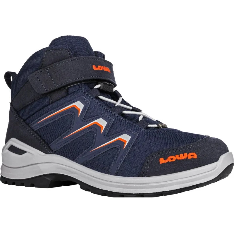 LOWA Maddox GTX Mid Junior Kids Shoes - Navy/flame (Size 27-35) 1 LOWA Maddox GTX Mid Junior Kids Shoes - Navy/flame (Size 27-35)
