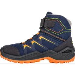 LOWA Maddox Warm GTX Mid Junior Kids Shoe - Navy/orange (Size 25-35) -Lowa Trail Sales Store lowa 640781 6910 maddox warm gtx mid navy orange c 1541005 2